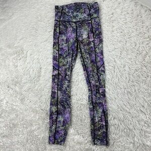 Lululemon Fast & Free 7/8 Tight II *Nulux 25" Vivid Vision Multi Black